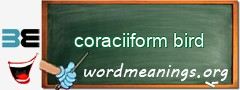 WordMeaning blackboard for coraciiform bird